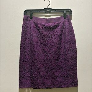 J. Crew Plum Lace Pencil Skirt size 2
